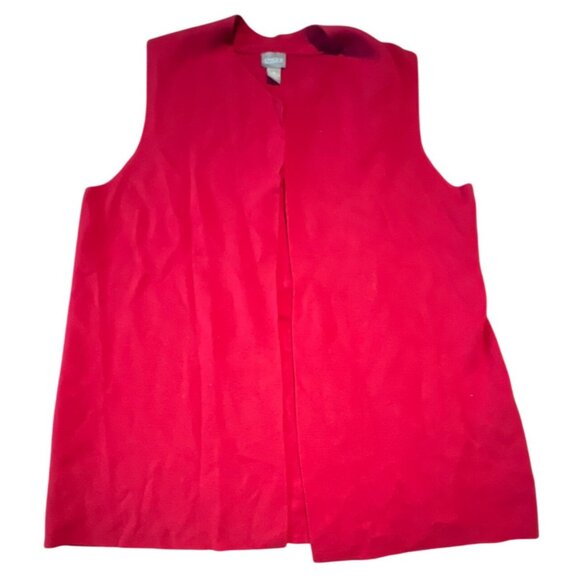 Chicos Red Sleeveless Open-Front Vest Size L Cotton Rayon Blend - Picture 1 of 7